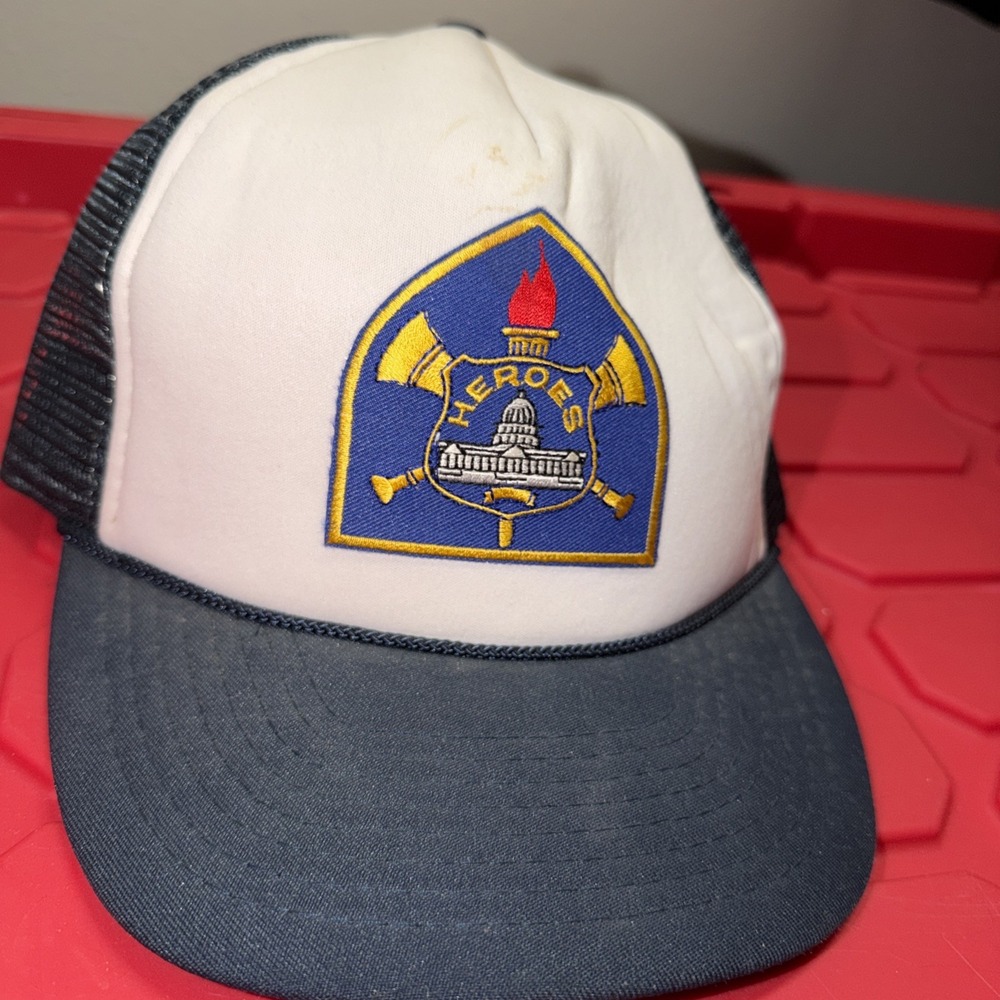 Vintage Heroes Fire Department‎ Trucker Hat Mesh Snapback Made in Taiwan 90s